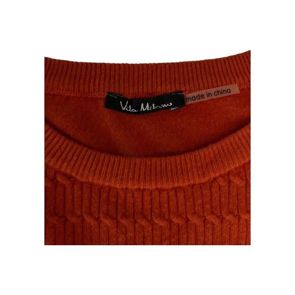 Vila Milano Womens Sweater Small Orange Long Sleeve Crew Neck Solid Wool Blend - Picture 9 of 10